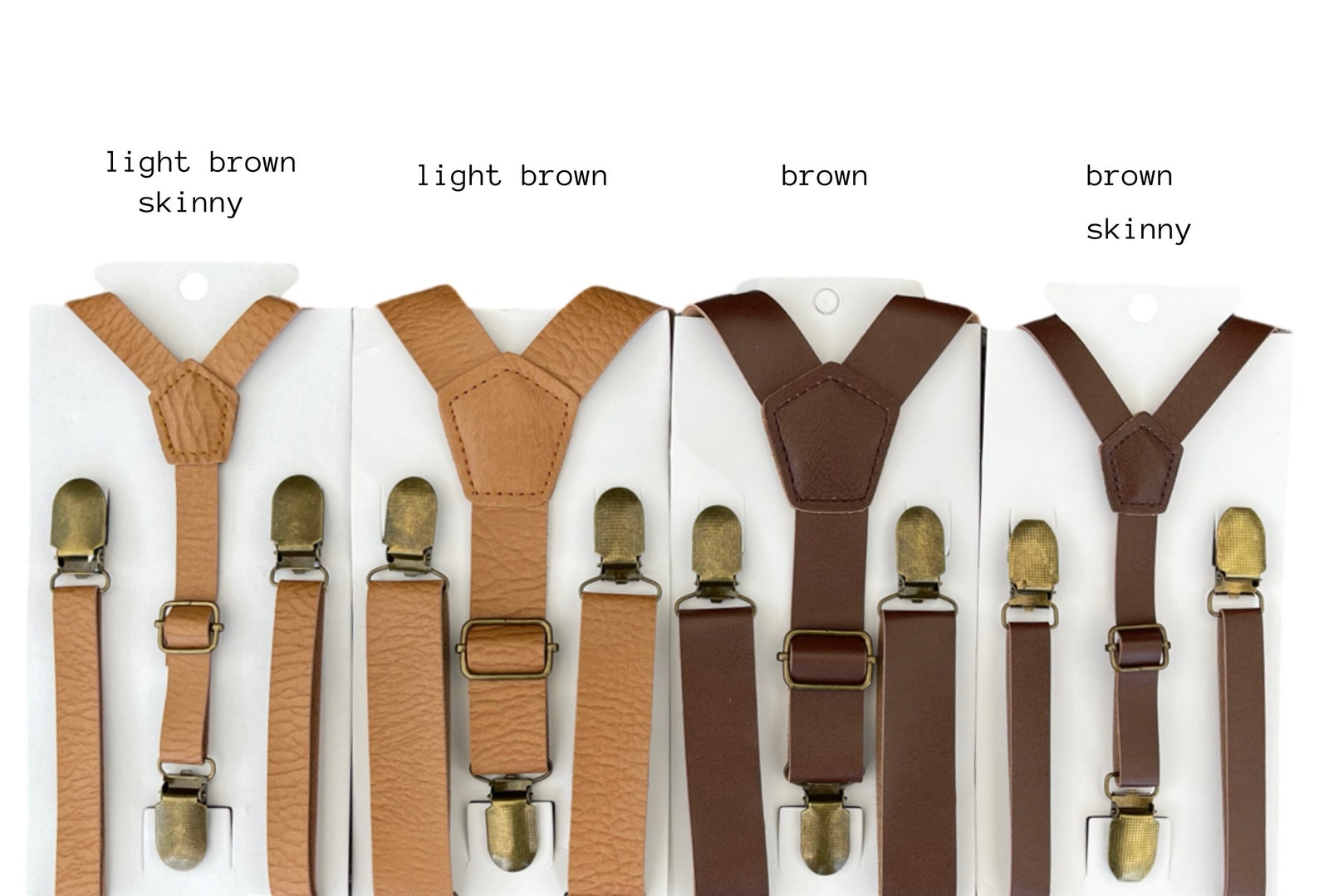 Brown Vegan Leather SUSPENDERS Skinny Brown Cognac Rustic Etsy