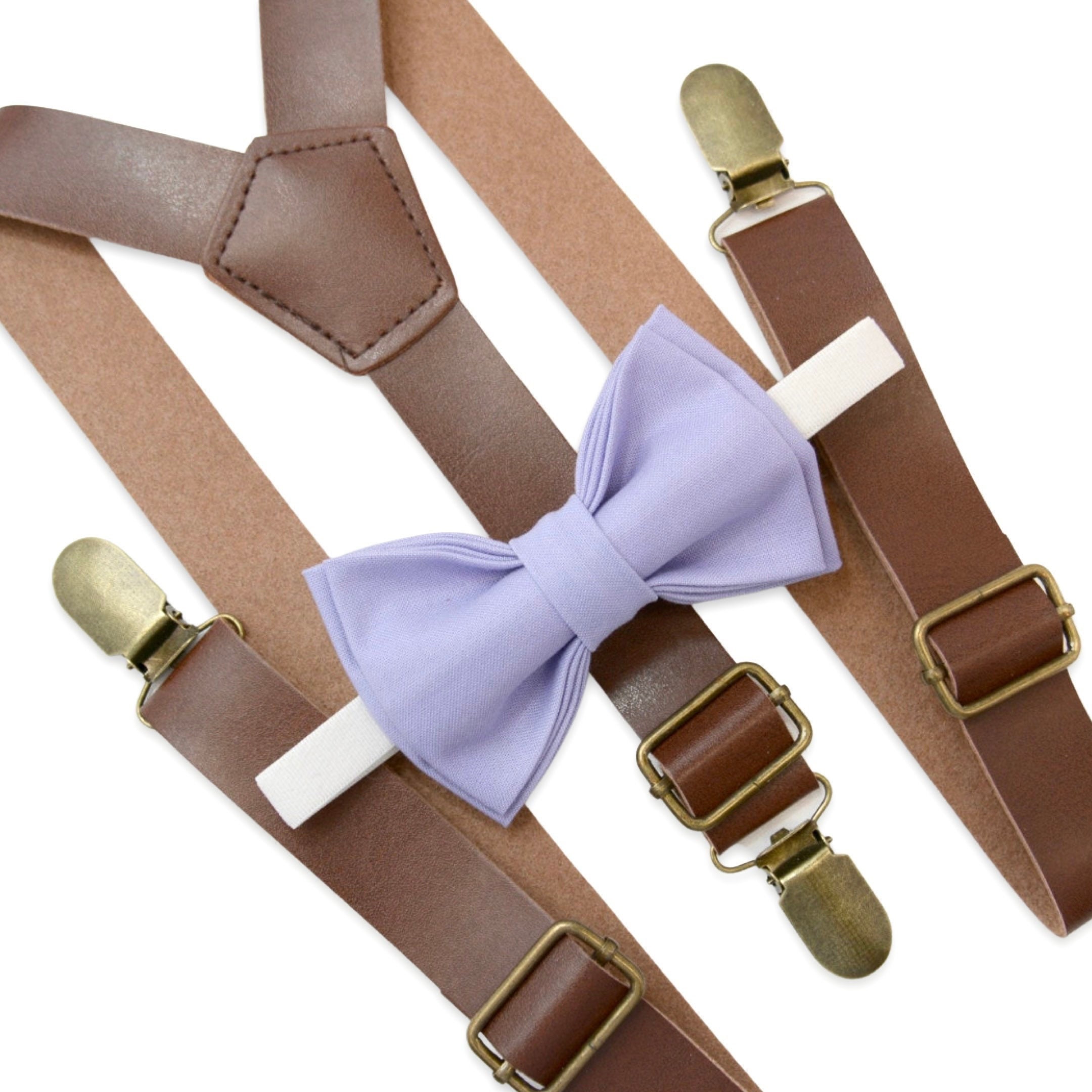 Brown Suspender and Bow Tie Set for Adults Men Women Teenagers USA Seller 