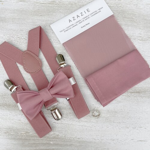 Dusty Rose Bow Tie & Dusty Rose Suspenders Set Handkerchief Etsy