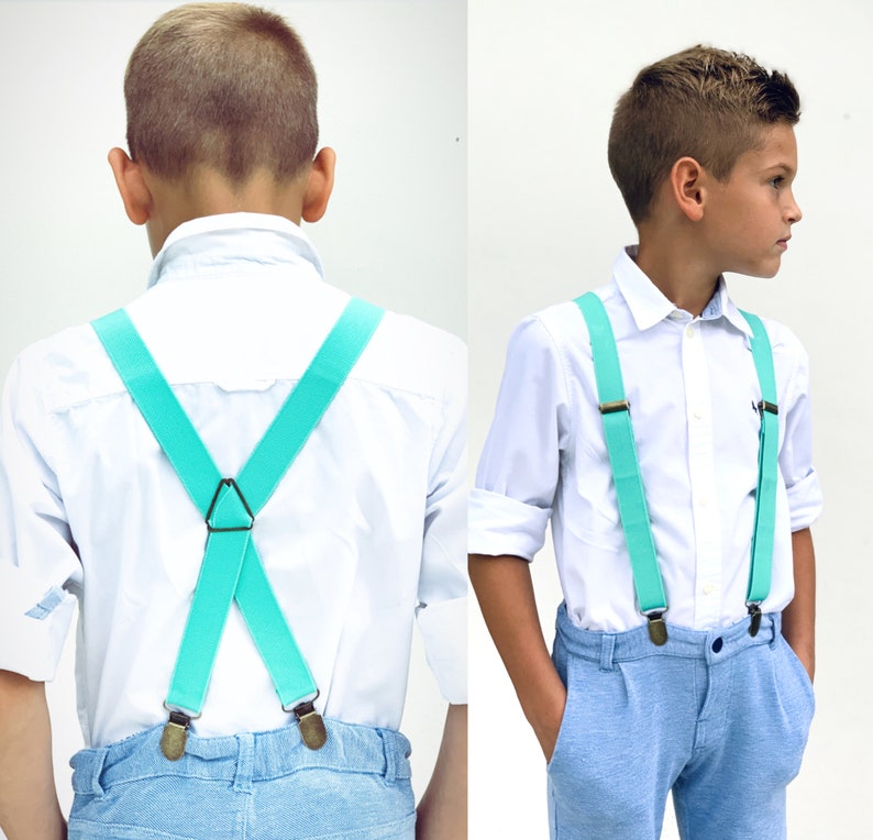 Dark MINT Green SUSPENDERS / Elastic X Back Suspenders With Etsy