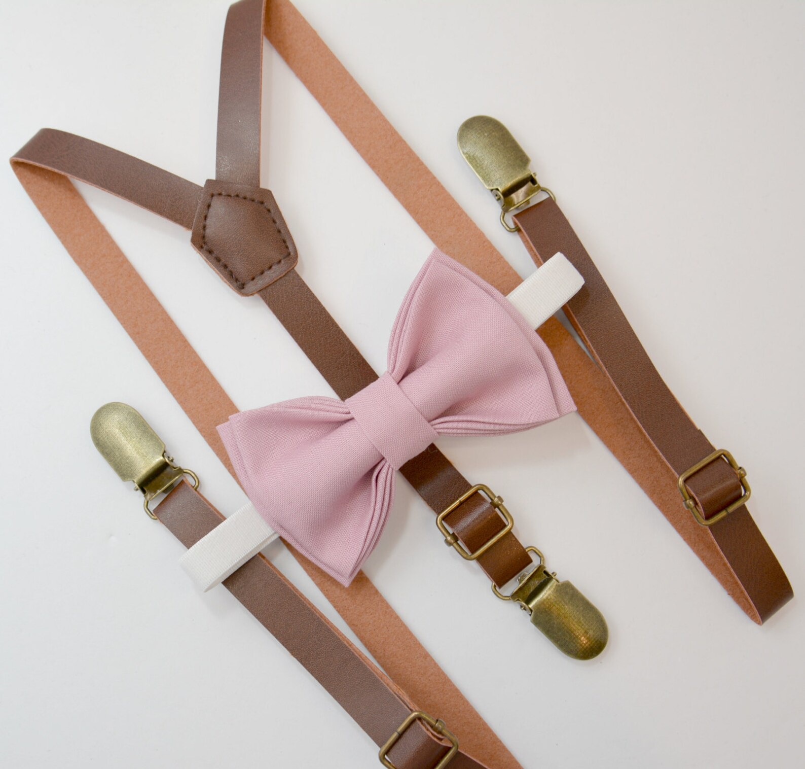 Bow Tie Suspenders SET / Quartz Peony Mauve Pink Bow Tie & Etsy