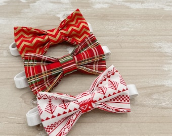 Christmas Bow tie, Holiday Bowtie, Ring Bearer outfit, Winter Wedding, Groomsman Gift, Rustic Wedding Outfit