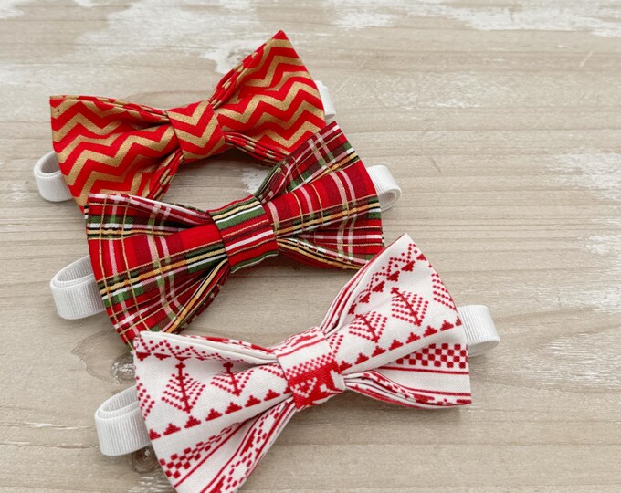 Christmas Bow tie, Holiday Bowtie, Ring Bearer outfit, Winter Wedding, Groomsman Gift, Rustic Wedding Outfit