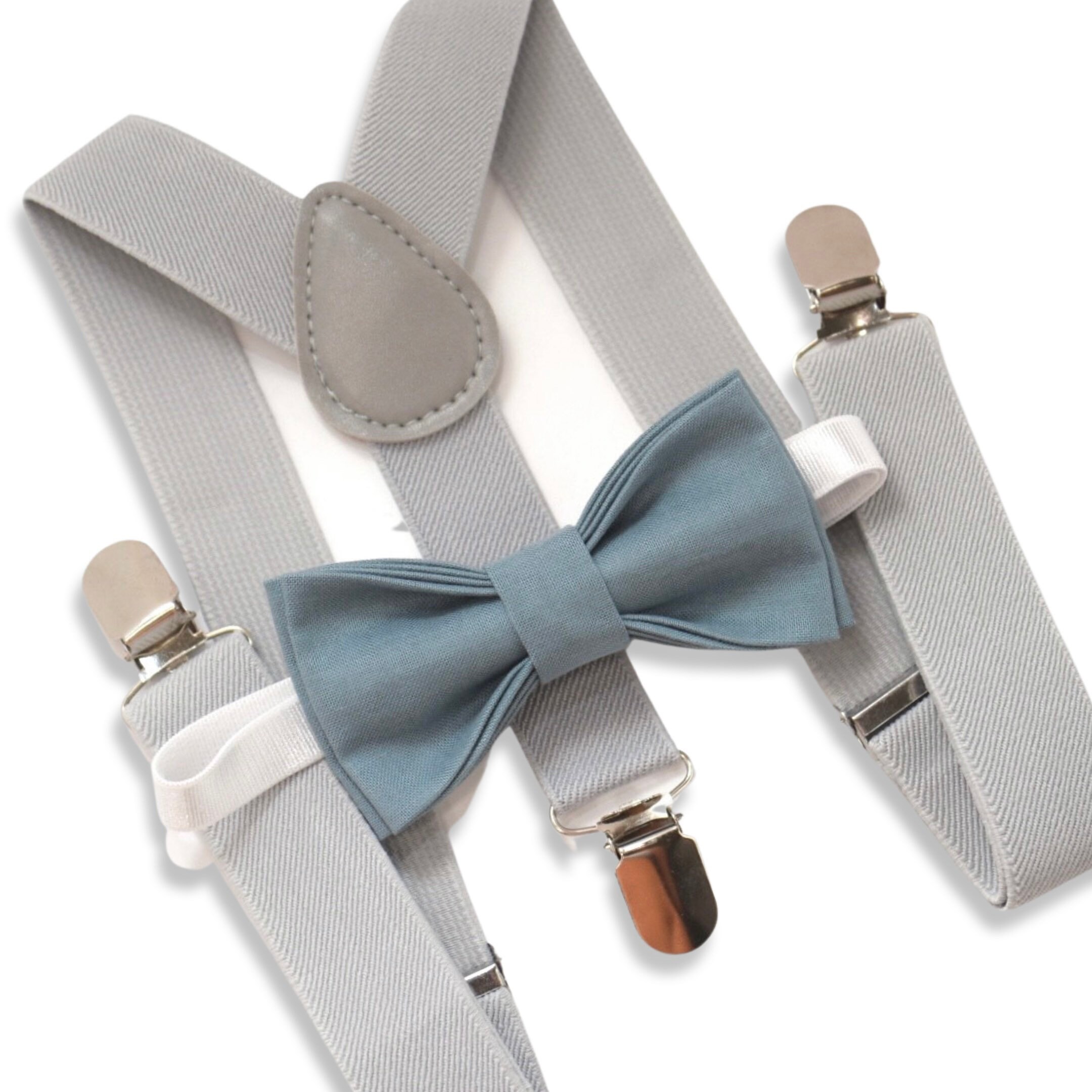 Bow Tie & Suspenders SET / SLATE Blue Dusty Blue Bow Tie / Etsy