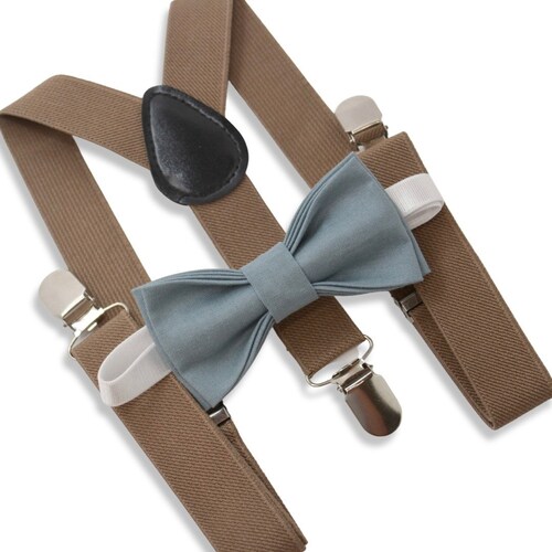 Bow Tie & Suspenders SET / SLATE Blue Dusty Blue Bow Tie / Etsy