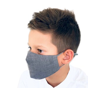 KIDS Face MASK Reusable and Washable  / children school cotton fabric face mask  / CLOTH Gray  Mask / Face Mask for babies