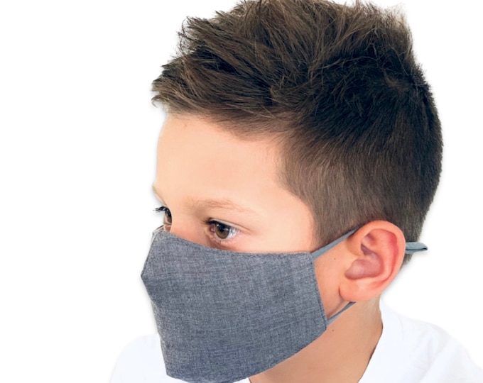 KIDS Face MASK Reusable and Washable  / children school cotton fabric face mask  / CLOTH Gray  Mask / Face Mask for babies