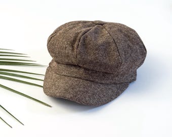 Taupe Brown Newsboy cap , Ivy hat , Boy's & Men's Flat hat ,  Applejack cap , Groomsmen outfit  , Wedding Ring bearer gift , Vintage outfit