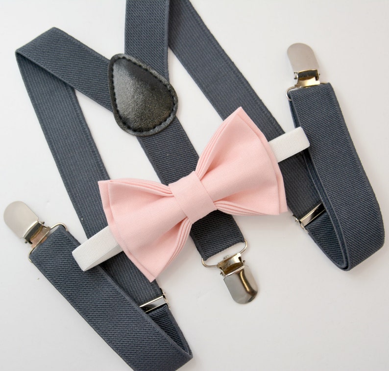 blush suspenders and bow tie