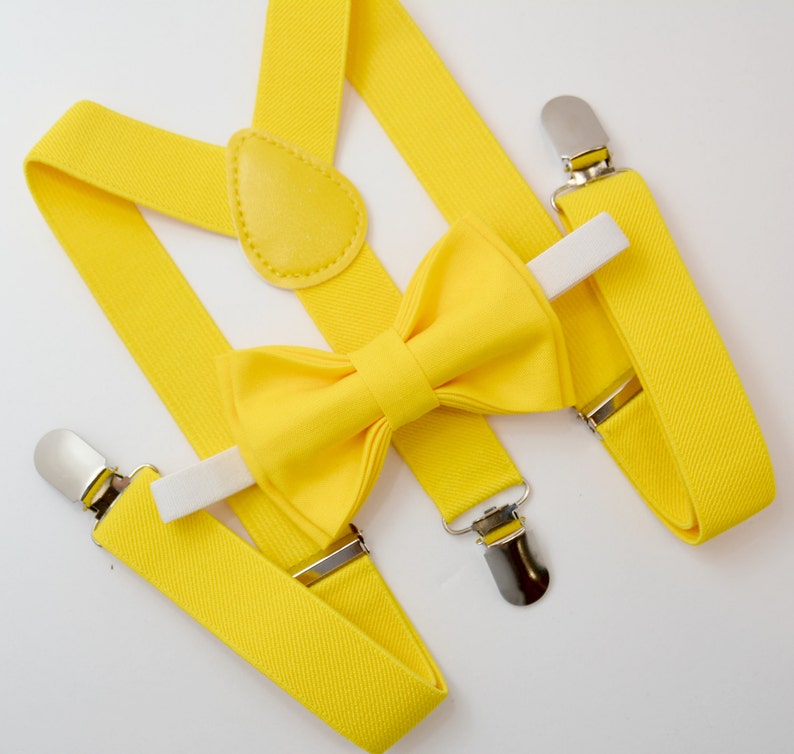 Bow Tie & Suspenders SET / Yellow Bow Tie / Yellow Suspenders Etsy