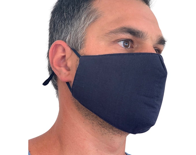 FACE MASK Reusable and Washable  / unisex cotton fabric face mask  / CLOTH Navy Blue Face Mask / Face Mask for men and women
