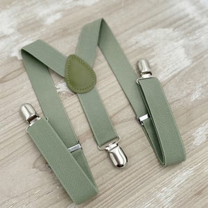Moss Suspenders, Groomsmen Gift, Green Ring Bearer Braces, Boho Rustic Wedding, Formal Wedding Party, Ring Bearer Outfit