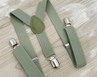 Moss Suspenders, Groomsmen Gift, Green Ring Bearer Braces, Boho Rustic Wedding, Formal Wedding Party, Ring Bearer Outfit