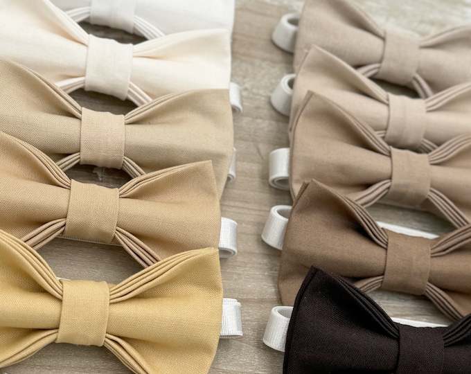 Tan Bow tie, Wedding Bowtie, Ring Bearer outfit, Boho Wedding, Groomsman Gift, Rustic Wedding Outfit