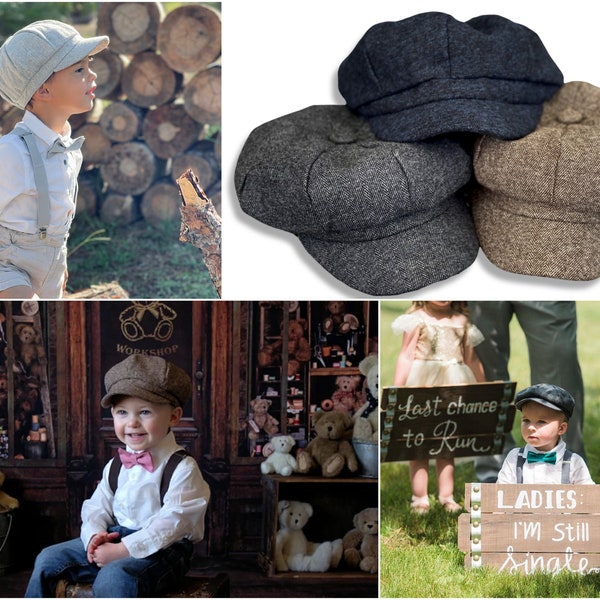 Men's Newsboy hat , Boy's Applejack cap , Rustic Brown Tan Black Gray Navy Red flat cap , Newborn hat , Ring bearer Groomsmen Wedding hat