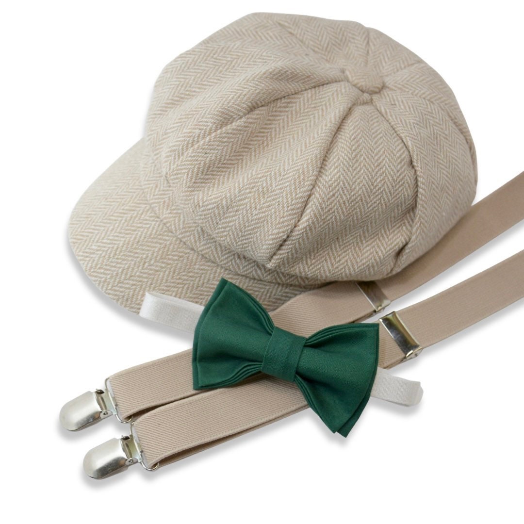 Kids Herringbone LIGHT TAN Newsboy Cap 
