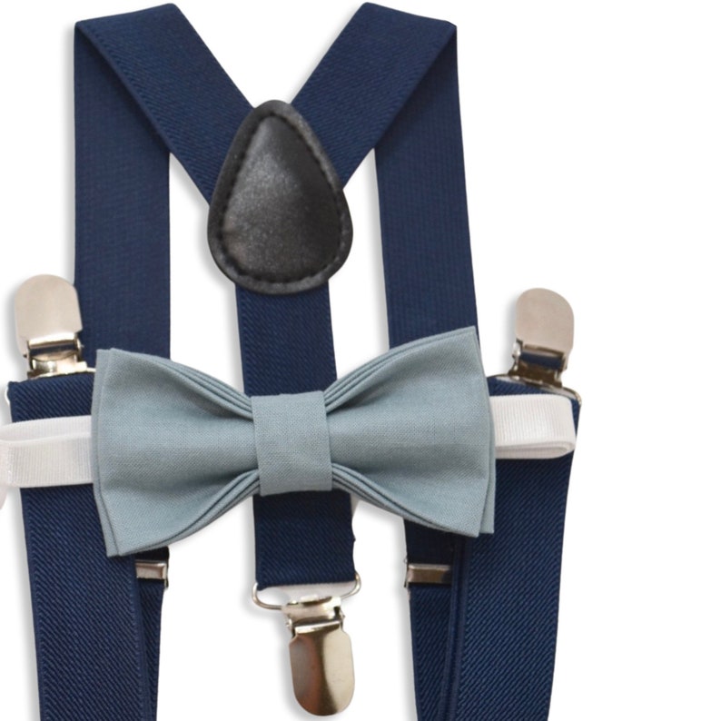 Bow Tie & Suspenders SET / SLATE Blue Dusty Blue Bow Tie / Etsy