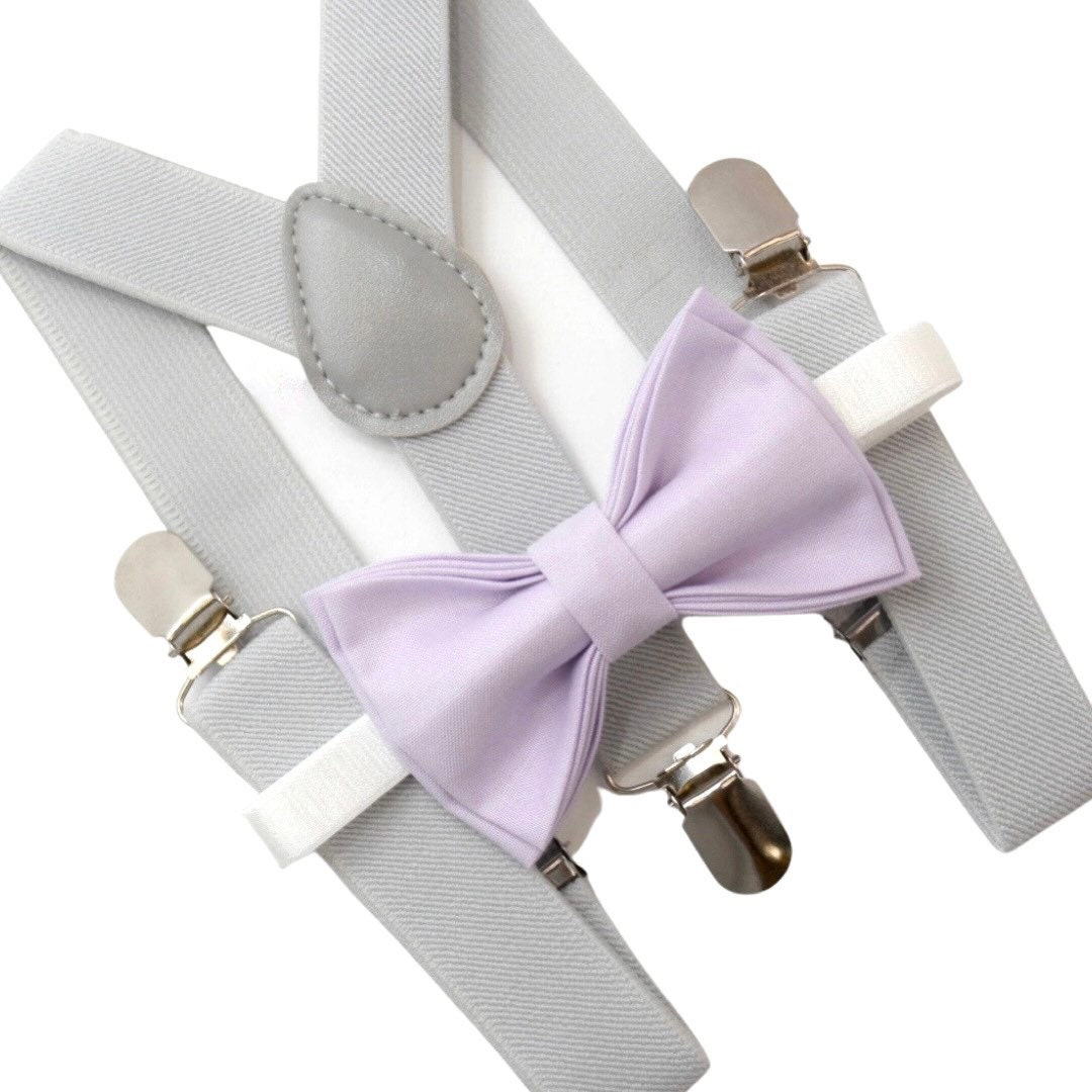 Kids Boys Mens Light Gray Suspenders & Light Pink Bow tie Infant ADULT SET Kids Boys Mens Light Gray Suspenders & Light Pink Bow tie Infant ADULT SET