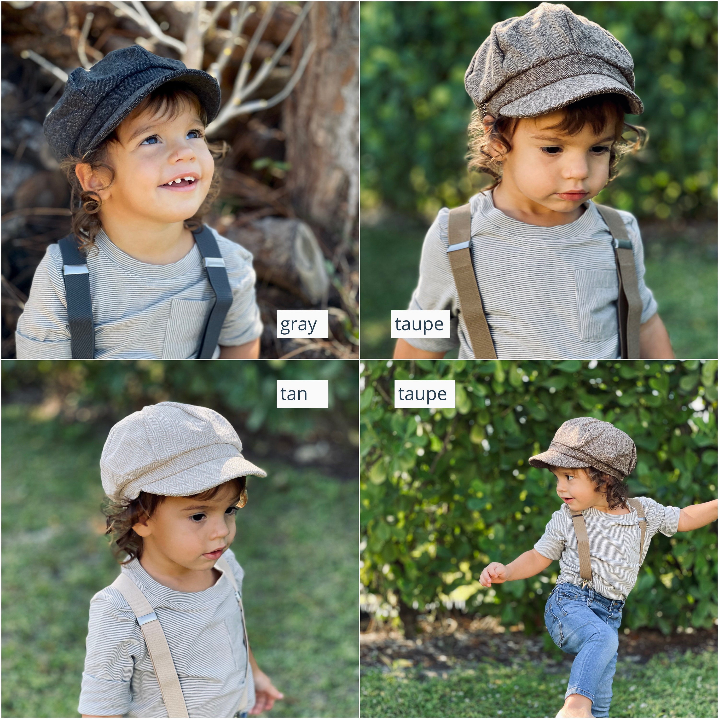 Newsboy Cap Hat  Herringbone / Tan Cap /  Gray Cap /  Taupe Brown Cap…