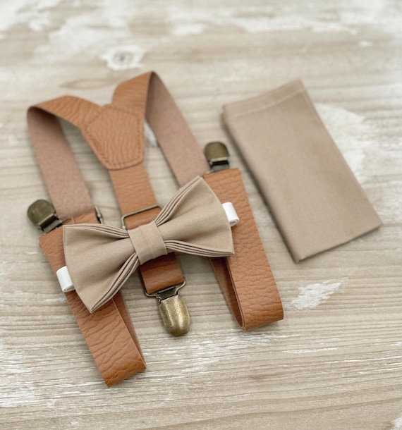 Brown Textured Leather Bow Tie Brown Textured Leather Bow Tie