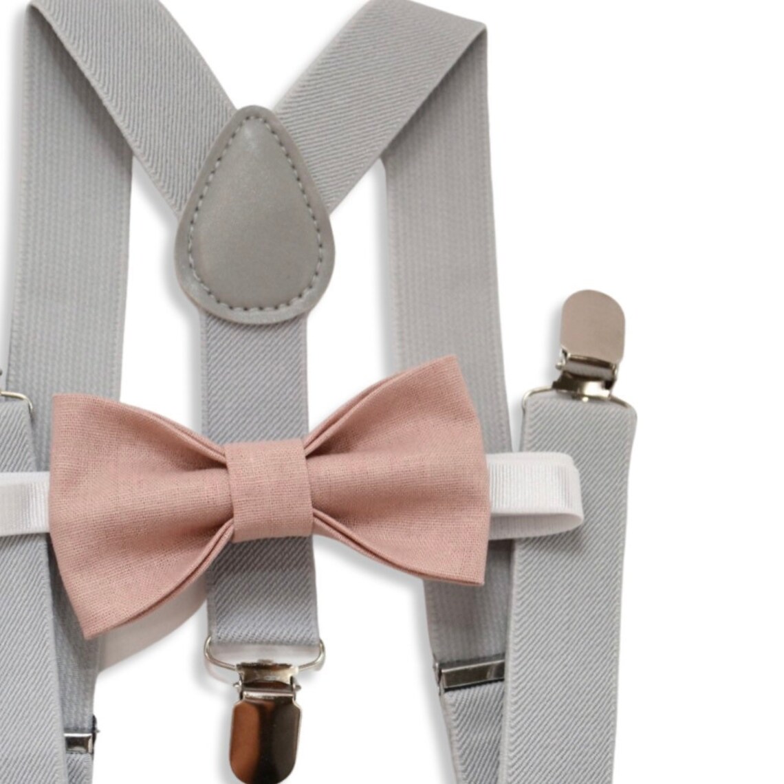 Bow Tie & Suspenders SET / COMEO Pink Dusty Pink Linen Bow Tie Etsy