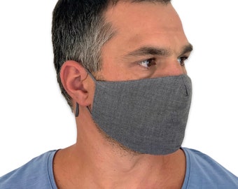 FACE MASK Reusable and Washable  / unisex cotton fabric face mask  / Cloth GRAY  Face Mask / Face Mask for men and women