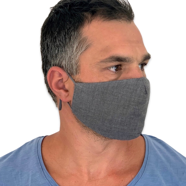 FACE MASK Reusable and Washable  / unisex cotton fabric face mask  / Cloth GRAY  Face Mask / Face Mask for men and women
