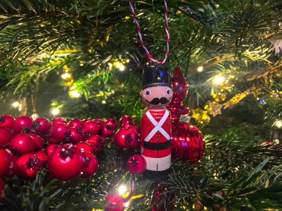 Christmas Nutcracker Wooden Peg Doll Hand Painted Decoration Etsy