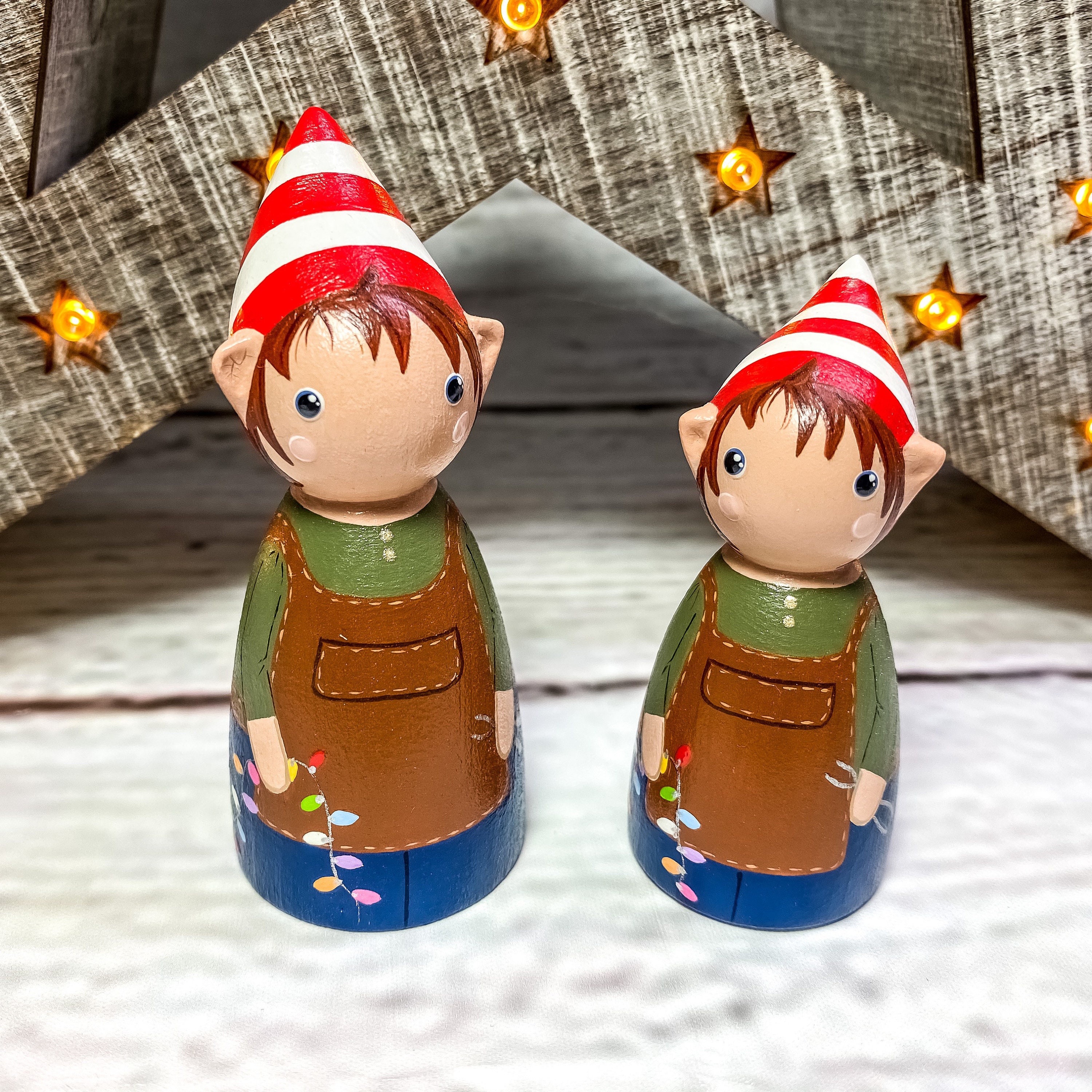 Hand Crafted Christmas Elf Heirloom Wooden Peg Doll Decoration - Etsy