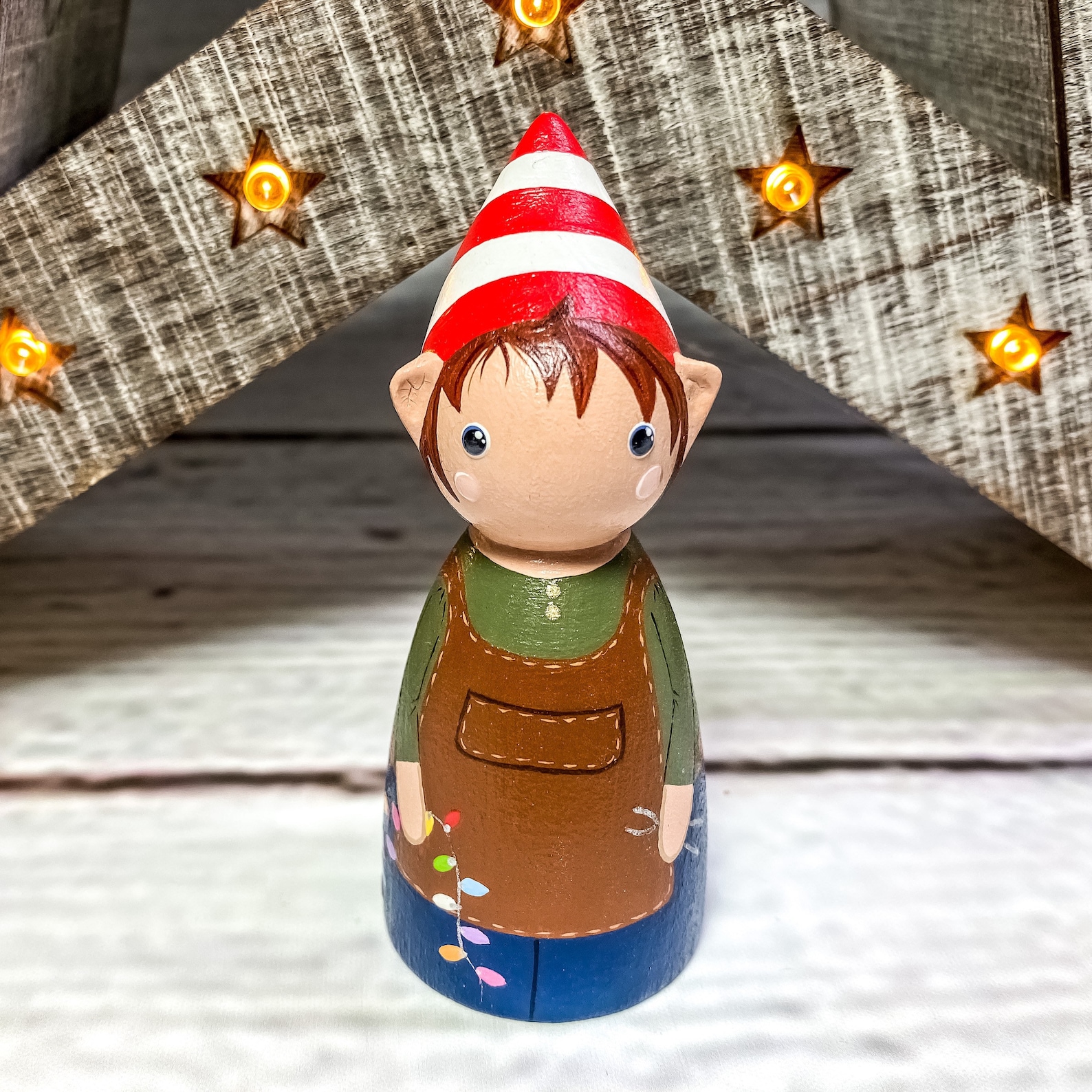 Hand Crafted Christmas Elf Heirloom Wooden Peg Doll Decoration - Etsy