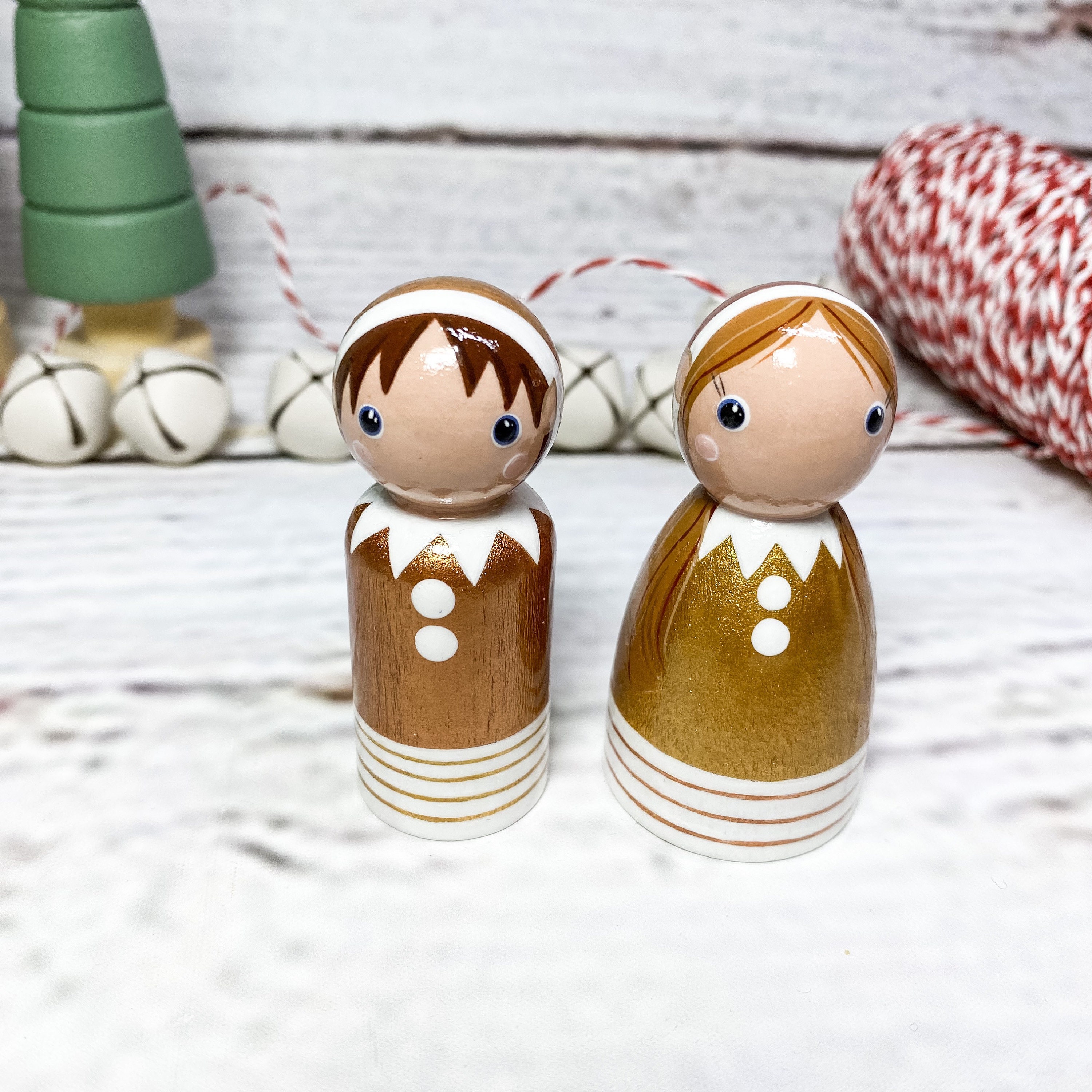 Christmas Elf Painted Wooden Peg Doll Decoration - Etsy UK