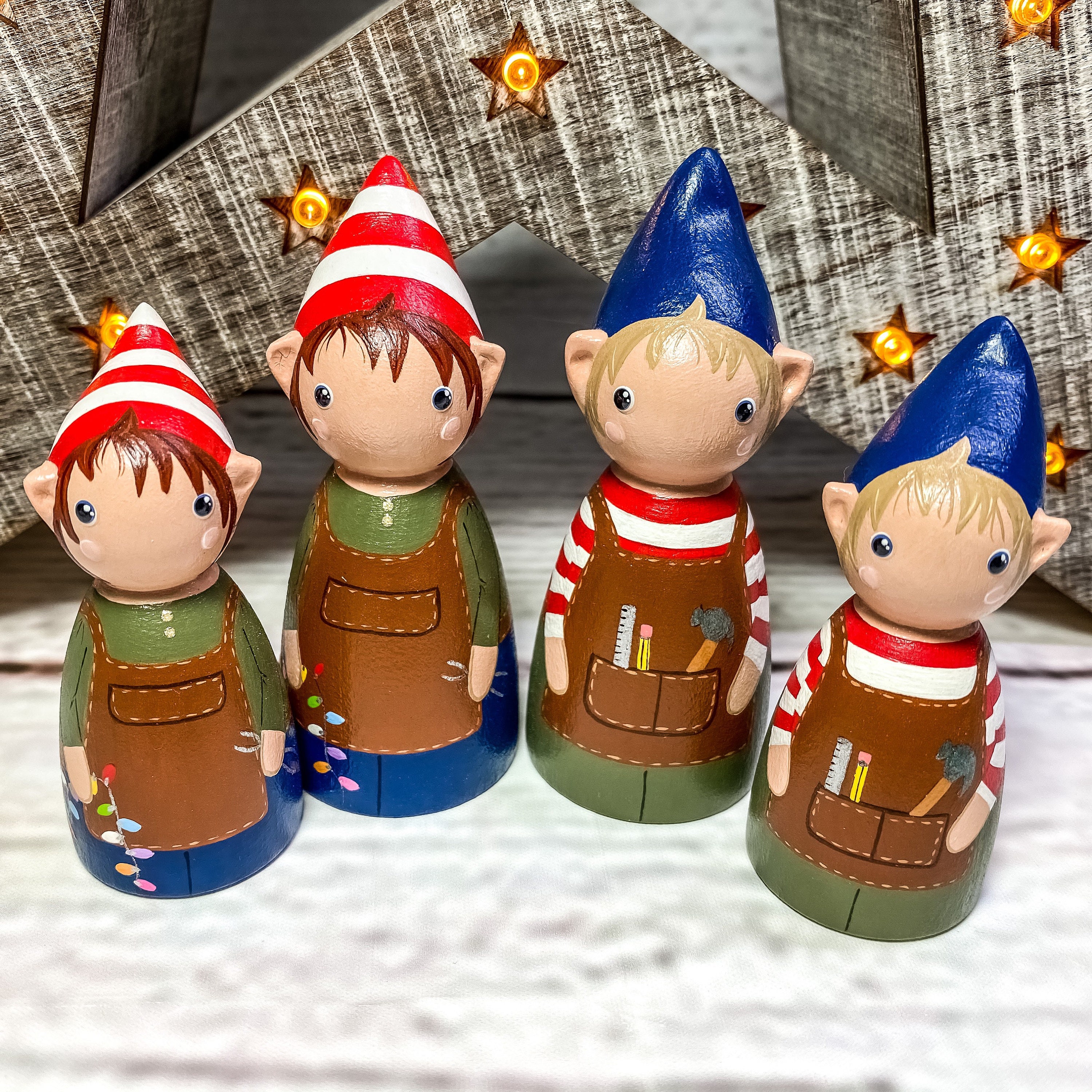 Hand Crafted Christmas Elf Heirloom Wooden Peg Doll Decoration - Etsy