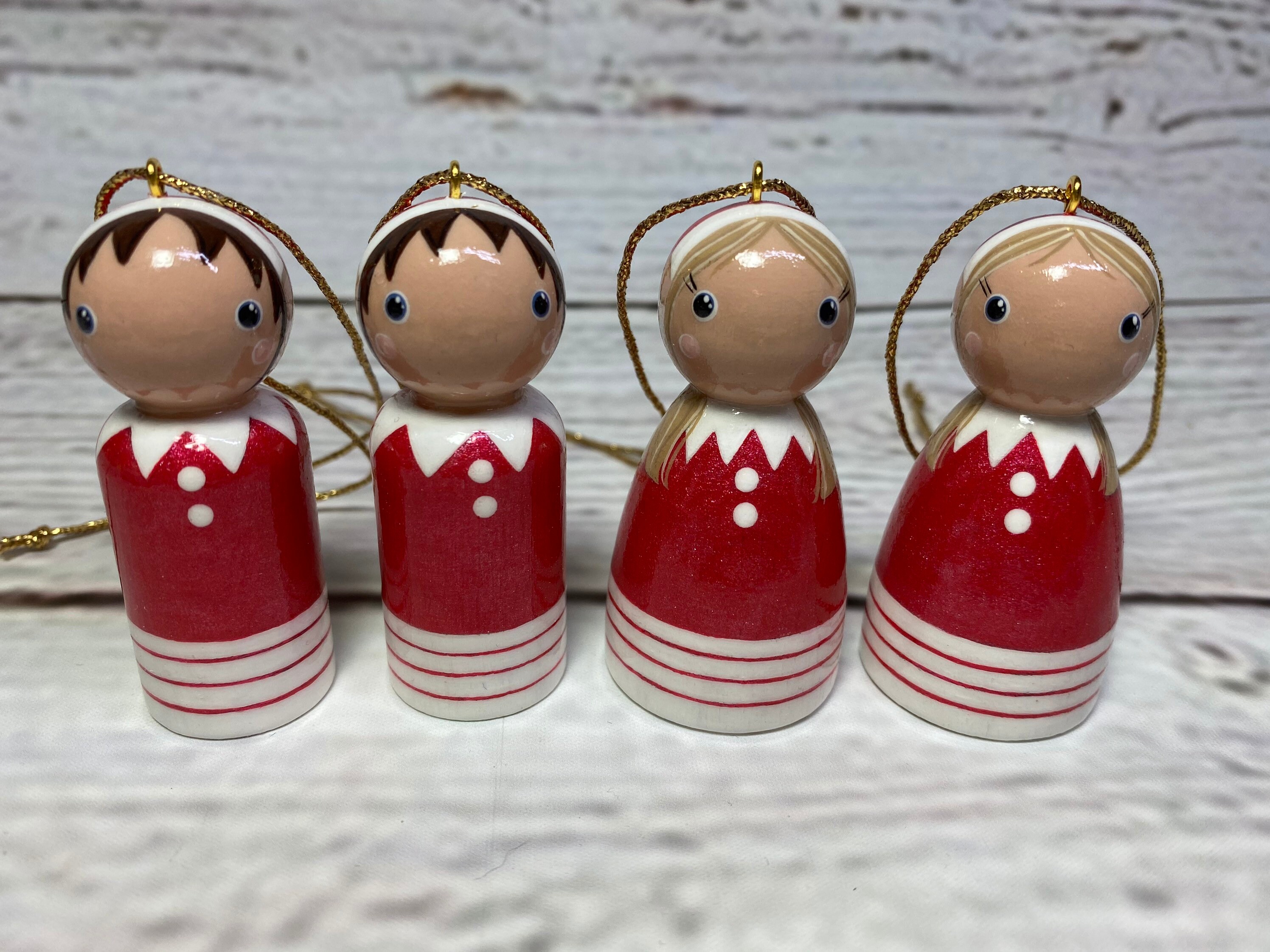 Christmas Elf Painted Wooden Peg Doll Decoration - Etsy UK