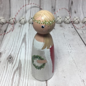Vintage Christmas Decoration, wooden peg doll rustic folk style decoration