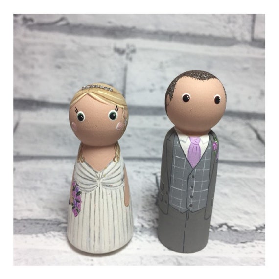 bride and groom peg dolls