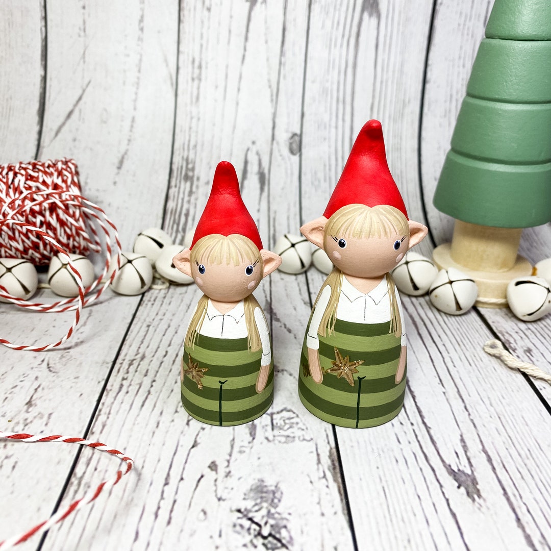 Hand Crafted Christmas Elf Heirloom Wooden Peg Doll Decoration - Etsy
