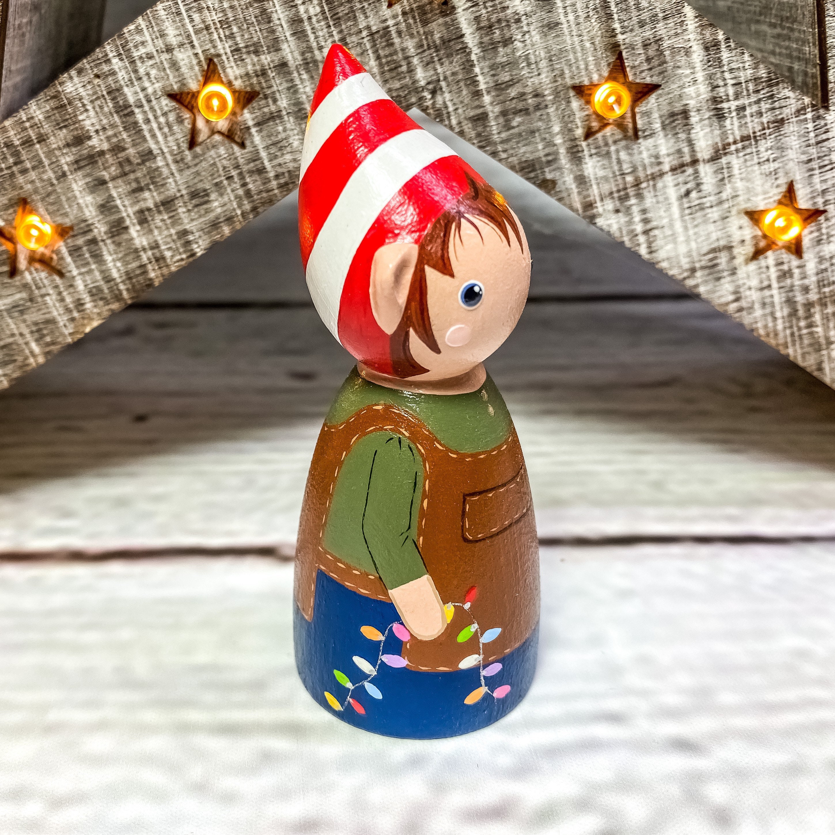 Hand Crafted Christmas Elf Heirloom Wooden Peg Doll Decoration - Etsy