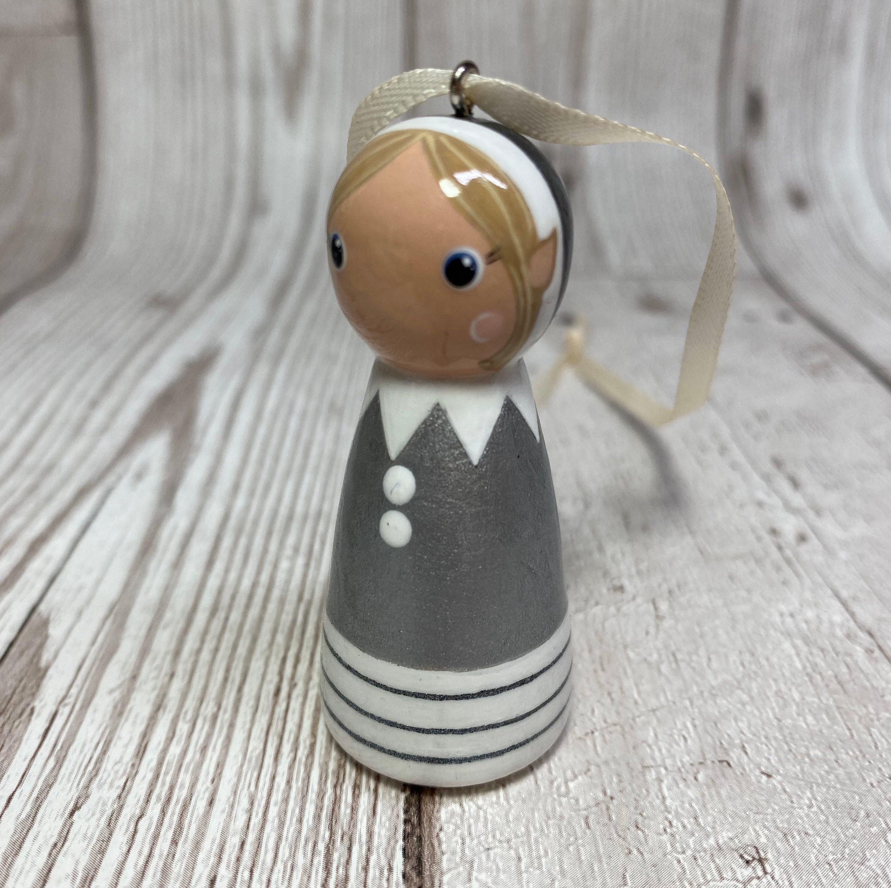 Christmas Elf Painted Wooden Peg Doll Decoration | Etsy