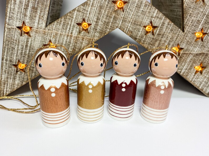 Christmas Elf Painted Wooden Peg Doll Decoration - Etsy UK