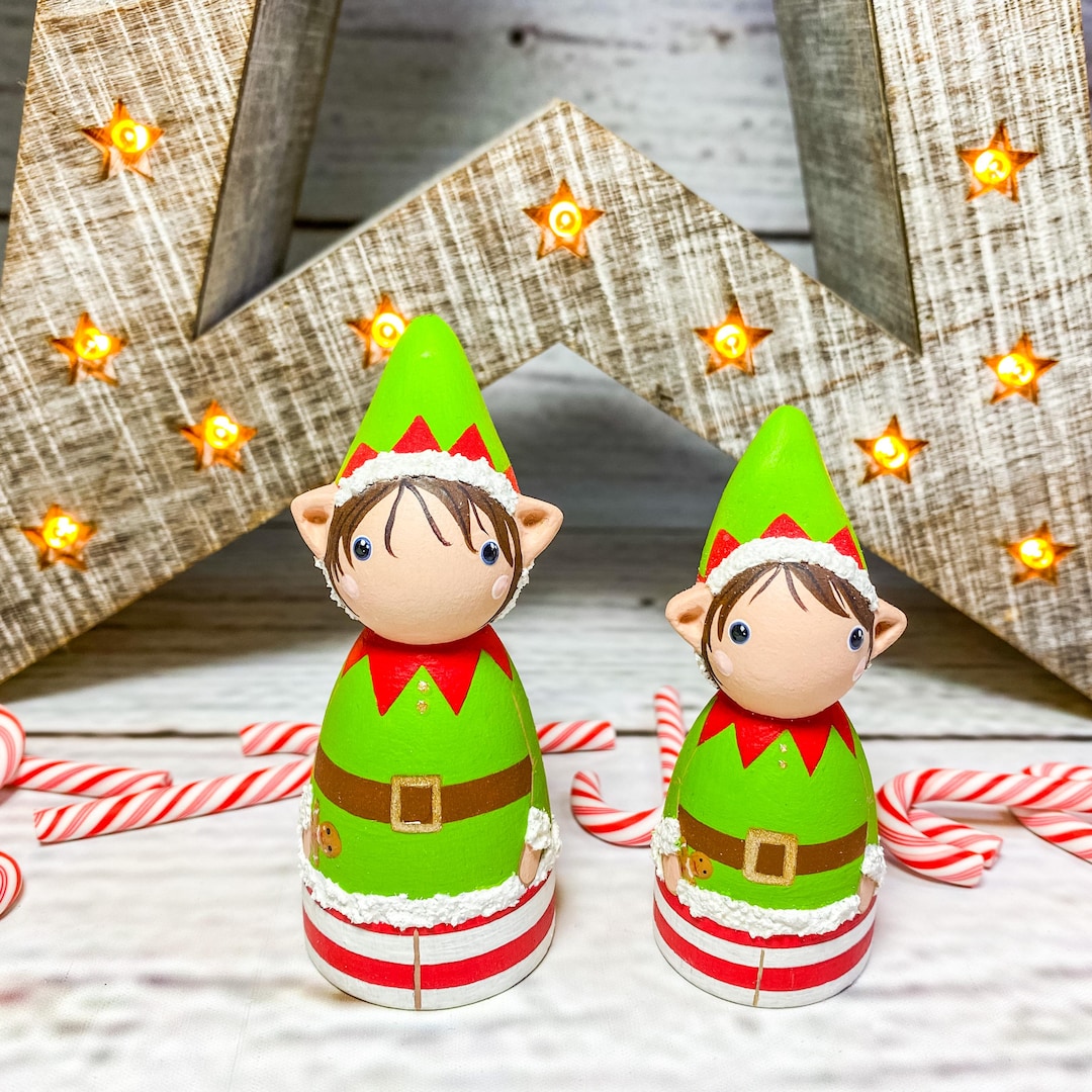 Hand Crafted Christmas Elf Heirloom Wooden Peg Doll Decoration - Etsy