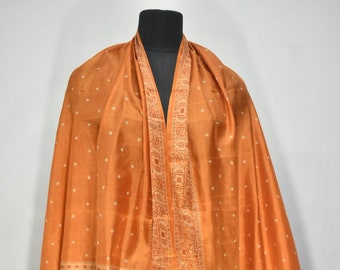 Ikkat orrisa Bomkai Tissu sari en soie orange Saree indien de 6 yards, « Sari en soie vintage classique avec un savoir-faire complexe »