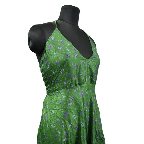 Vintage Halter-Neck Maxi Dress - floral pattern ruffle maxi dress-Marilyn Monroe helter neck dress-