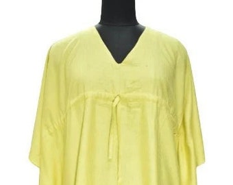 Cotton silk dress Pure silk kaftan yellow dress handmade clothing | beach wear/ bride gift/ wedding gift | one size dress | free shipping