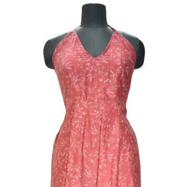 Reinseidenkleid| Florales Boho Kleid | Upcycling Kleid| Vintage indisches Kleid | Knielänge | Weich & leicht | Kostenloser Versand aus Indien.