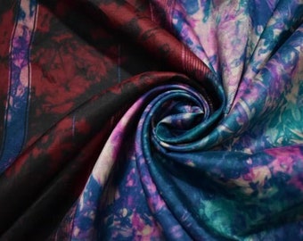 Beautiful colorful saree| Indian vintage Saree| 100% Pure Silk| Tie & dye Indian Sari Fabric 5yard| Sewing Craft| Bollywood Fashion Saree