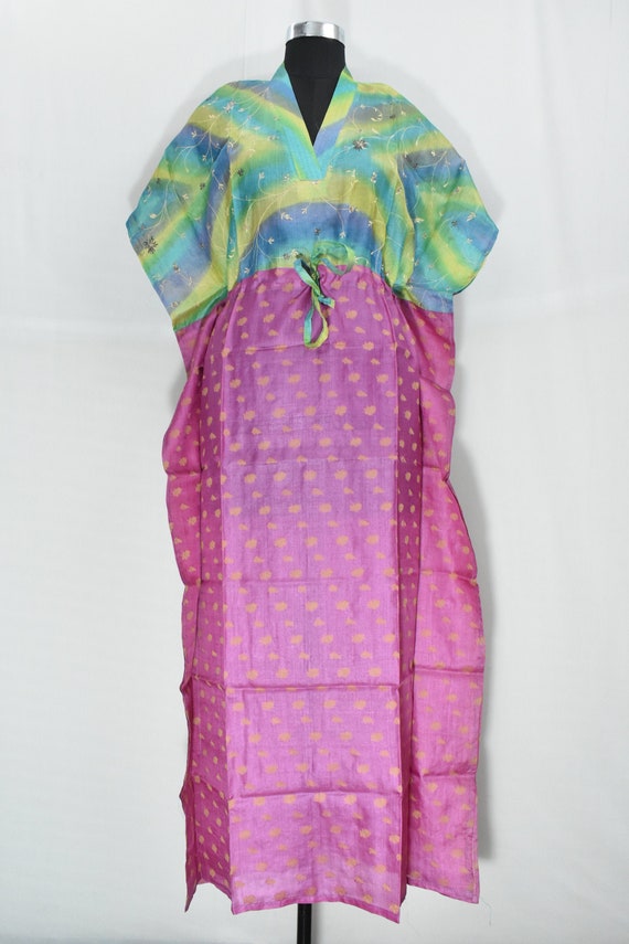 Luxurious Long Maxi Gown: Vintage Silk Kaftan in G