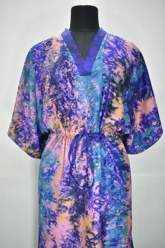 Boho Silk Kaftan Beachwear and Vintage Silk Cafta… - image 1
