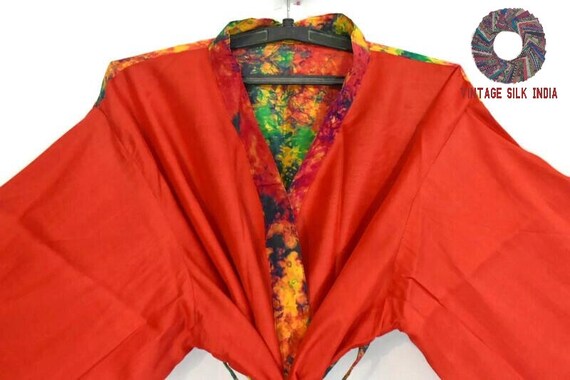 Kimono Robe, Indian Silk Kimono, Bathrobe, Vintag… - image 6