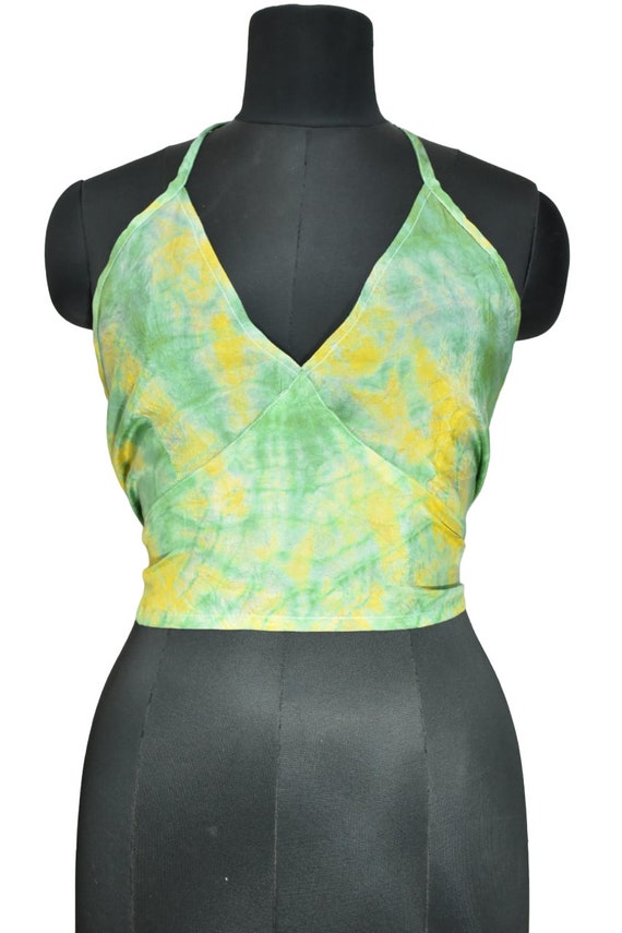 Green & yellow Blouse Women's tops, Tie dye top, … - image 4