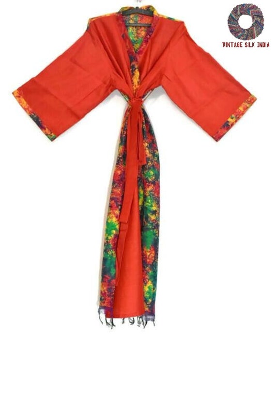Kimono Robe, Indian Silk Kimono, Bathrobe, Vintag… - image 5